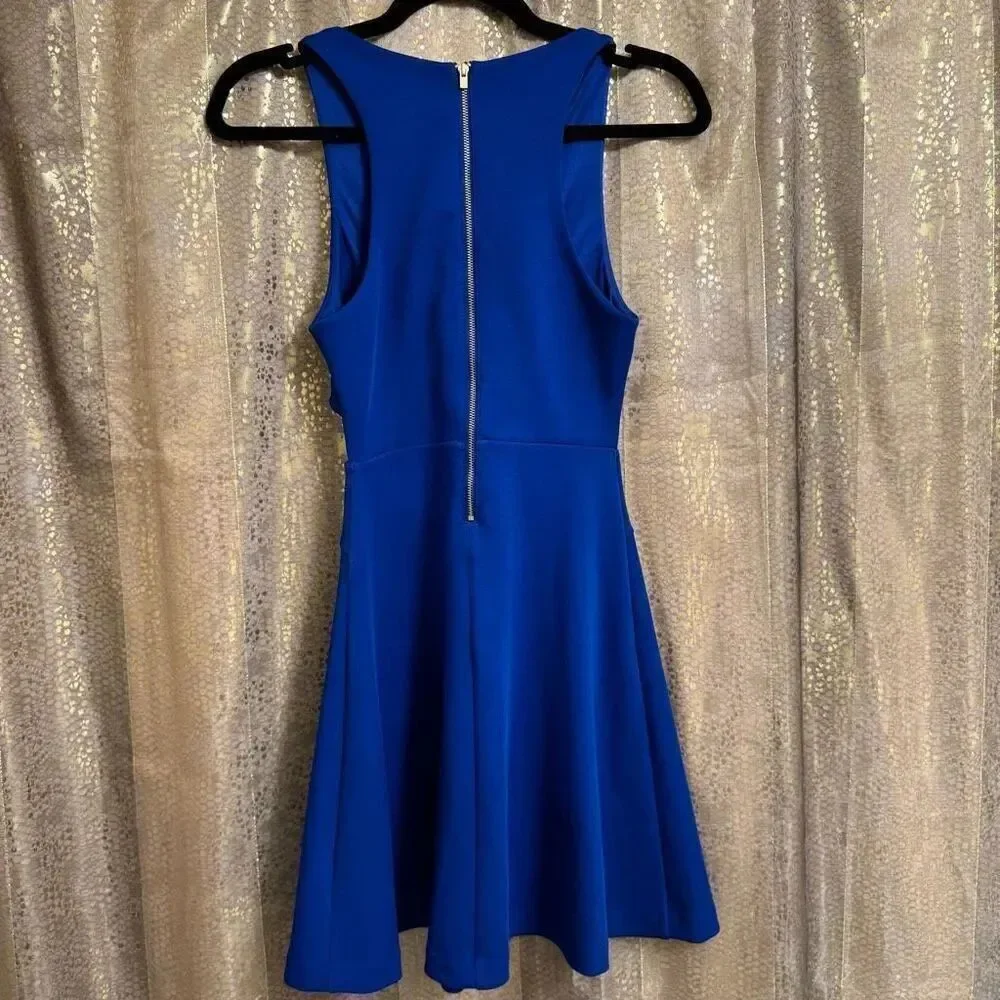 Express Royal Blue Zip Back Side Cutout Cocktail‎ Party Mini Dress Small